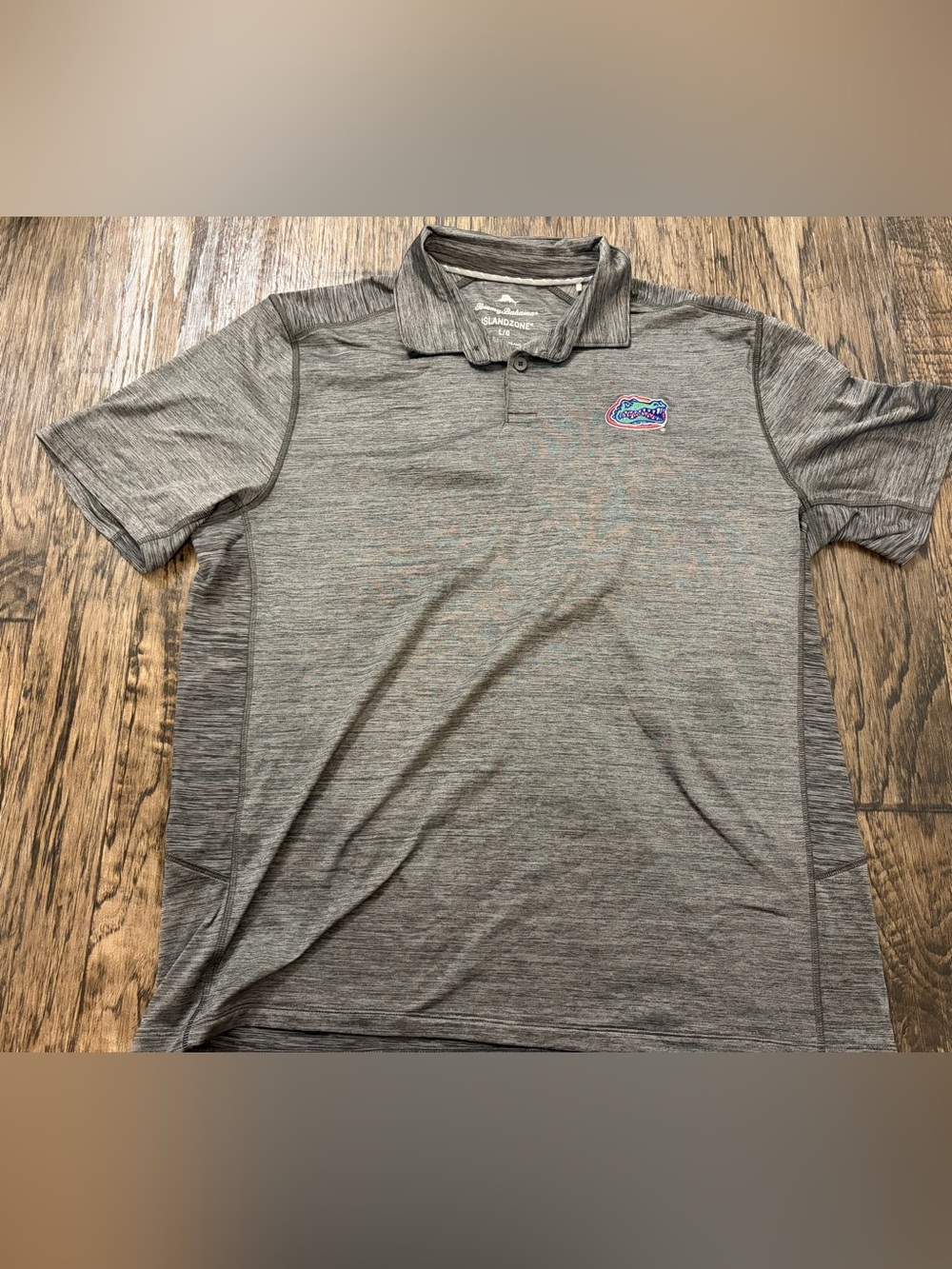 Tommy Bahama Heather Gray Polo with Colorful Gator Patch
